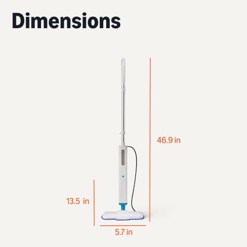 Amazon Basics Steam Mop for All Sealed Hard Floors, Heats Up in 30 Seconds, Chemical-Free Cleaning, 3 Washable Pads, 20-Foot Cord, White - style: Steam Mop