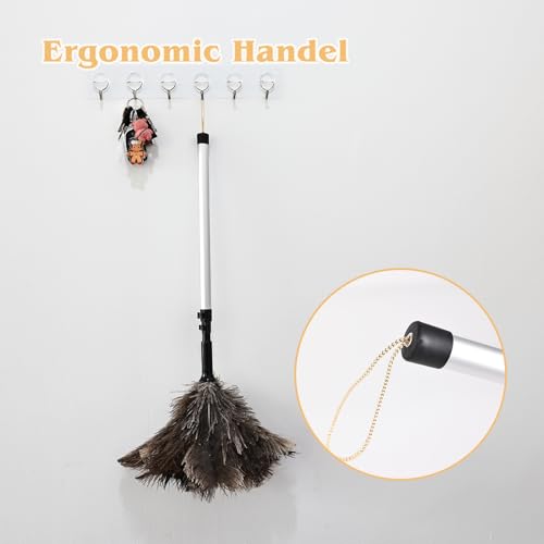 Extendable Ostrich Feather Duster 26-49 Inch, Natural Cleaning Duster with Aluminum Extension Pole Reusable for High Ceilings, Fans, Blinds, Furniture, Interior & Roof Dusting - size: 26-49 Inch