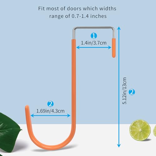 FYY Over the Door Hooks, Single-Hanger 4 Pack, Fits Doors 1 3/8" Orange - color: A Orange, size: Short, style: 4 Pack