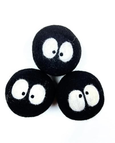 Friendsheep Wool Dryer Balls, Organic Reusable Fabric Softener Alternative for Laundry, Handmade, Fair Trade, Hypoallergenic, Eco-Friendly, Plastic-Free (3 Pack XL – Sprites) - color: Soot Sprites Trio, size: 1 Count (Pack of 3)
