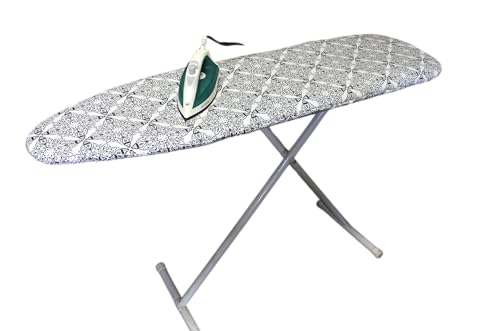 Ironing Board Cover and Pad with Straps - Scorch Resistant Silicone Coating, Fits Standard Size Boards, Elastic Edges for Secure Fit, 100% Cotton Cover, by Dependable Industries