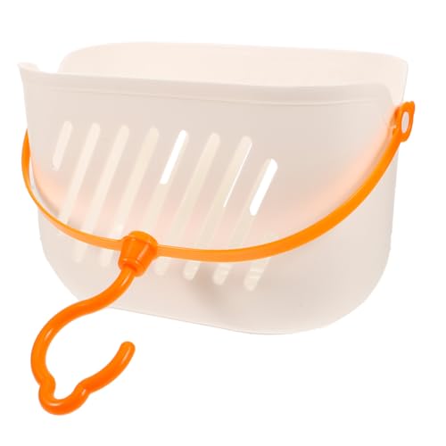 Angoily Small Shower Caddy, Plastic Hanging Basket for Shower with Hook - color: White
