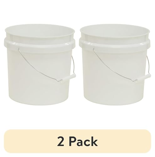(2 Pack) 2 Gallon Round Comfort Handle Plastic Utility Bucket, White