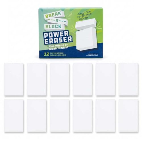 Melamine Cleaning Sponge (12-Pack) – Multi-Surface Eraser Sponge Bulk Pack, Breakable Cleaning Blocks for Stains, Scuffs, Dirt & Everyday Cleaning, Kitchen, Bathroom, Walls
