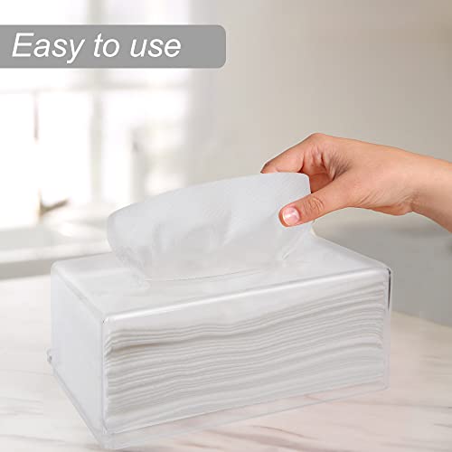 Rectangular Clear Acrylic Tissue Box, Big Box Covers Square, Bathroom Facial Napkin Box Holders, Table Clear Dryer Sheet Dispenser for Bathroom, Kitchen and Cars - color: Clear Rectangular