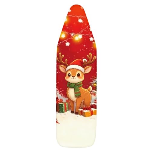 Christmas Reindeer Ironing Board Covers Heavy-Duty Fabric Non Slip Padded Ironing Board Covers Hook and Loop Design Waterproof Slip-Resistant Xmas Decor - color: Christmas Reindeer