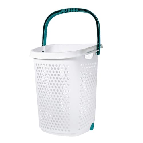 2 Pack, Rolling Plastic Laundry Hamper, White, Adult