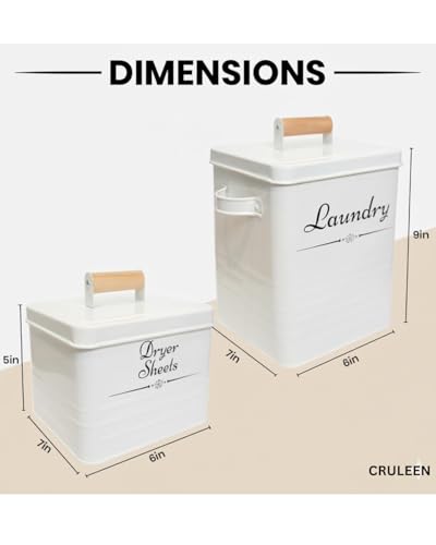 Farmhouse Metal Laundry Detergent Pod Container With Dryer Sheet Holder - color: Beige
