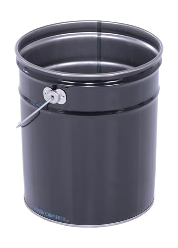 Vestil Pail-STL-RI Steel Open Head Pail, 5 Gallon, Black
