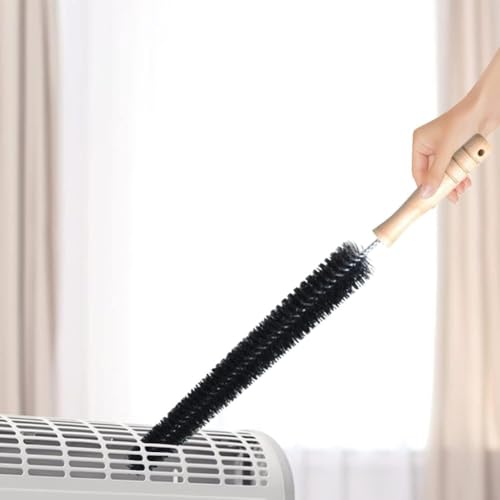 Two Radiator Cleaning Brushes, Dryer lint Brush Vent Cleaner, with Wooden Handle and Hanging Hook and Loop, are Essential Household Cleaners. 