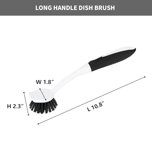 Dish Brush with Handle, 2 Pack Scrub Brushes, Black - color: Black