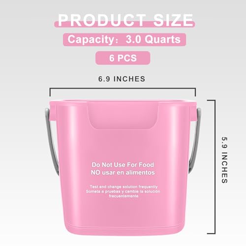 Roshtia 6 Pcs 3 Quart Sanitizing Cleaning Bucket Square,Pink - color: Pink