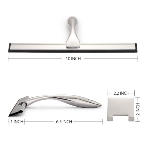 Hiware All-Purpose Shower Squeegee for Shower Doors, Bathroom, Window and Car Glass - Stainless Steel, 10 Inches (Pack of 2) - color: Silver, size: 10-Inch (Pack of 2)