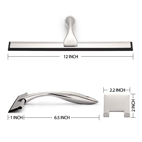 Hiware All-Purpose Shower Squeegee for Shower Doors, Bathroom, Window and Car Glass - Stainless Steel, 12 Inches - color: Silver, size: 12-Inch