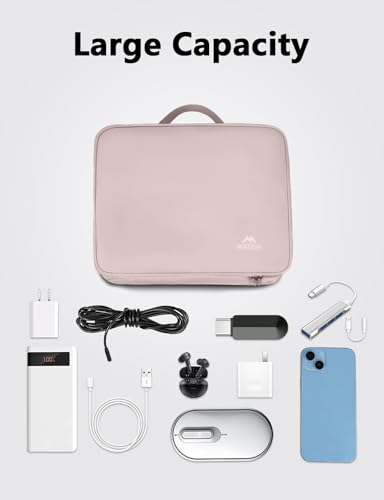 MATEIN Charger Organizer Travel Case for Women, Cord Organizer Travel - color: Pink, size: Medium