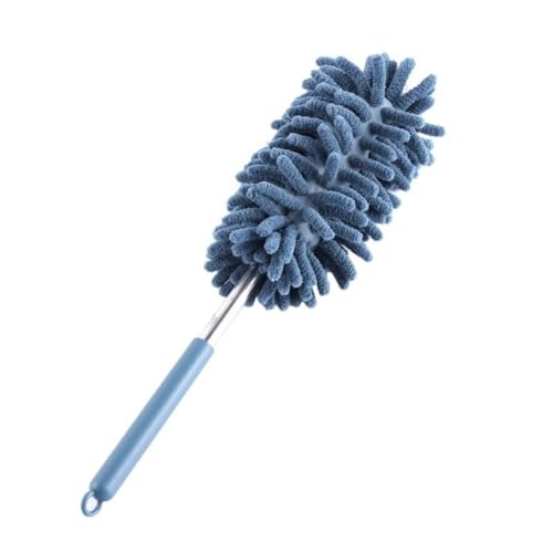 Telescopic Microfiber Duster with Extendable Pole (12 to 31.5 Inch), Washable Dusting Wand for Cleaning Home Furniture, Car Interior, Blinds and Ceiling Fans, Blue