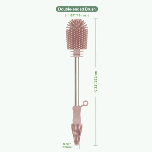 Haakaa Silicone Cleaning Brush for Baby Bottles & Crevices, Pink,1PK - color: Pink, size: 1 Piece Set
