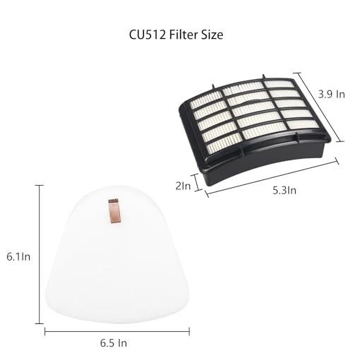 Replacement Filter Compatible with Shark CU512 Navigator Lift-Away XL Multisurface Upright Vacuum Cleaner (2 HEPA filters + 2 Foam)