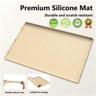 MateeyLife Silicone Waterproof Mat for Dog & Cat Food Mat 19"X12" - color: Khaki, size: 19"L x 12"W