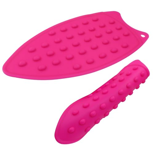 2 Pcs Silicone Iron Rest Pads Mat, Pink & Blue - color: Pink&blue