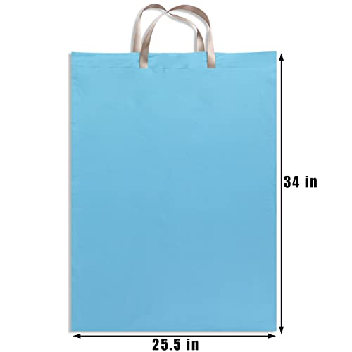 LOLOMLO Extra Large Canvas Laundry Bags with Handles & Drawstring Closure, Heavy Duty Tears Resistant Clothes Storage Travel Bags,25.5"x34",Sky Blue - color: Sky Blue