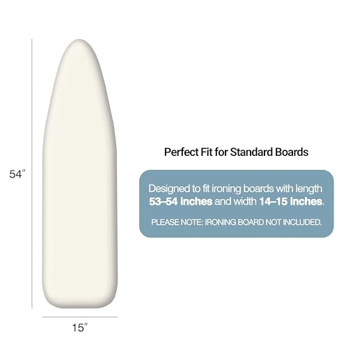 UniSimp Ironing Board Cover and Pad 15"x54" Extra Thick Natural Cotton, Scorch and Stain Resistant Padding,Standard Size Iron Board Cover with Fasteners Heavy Duty Elastic Edge, Beige - color: Beige, size: 15" x 54"
