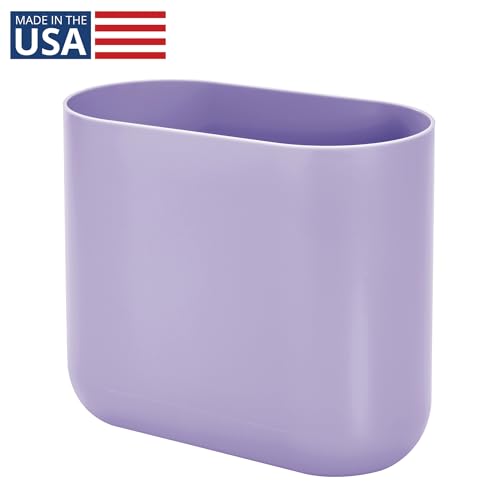 iDesign Small Slim Plastic Bathroom Trash Can, Purple - color: Wisteria, style: Pack of 1