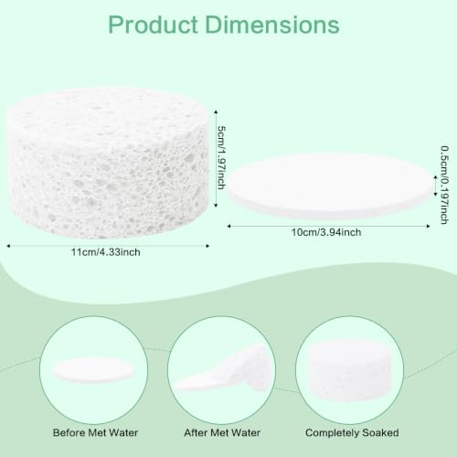 3-Pack Large Sponge, Kitchen Sponges, Handy Sponges, Cellulose Sponges, Dish Washing Sponge, Natural Sponge, Car Washing Sponge, Eco Friendly Sponge (Round, 4" X 4" X 2"), White - color: B-white