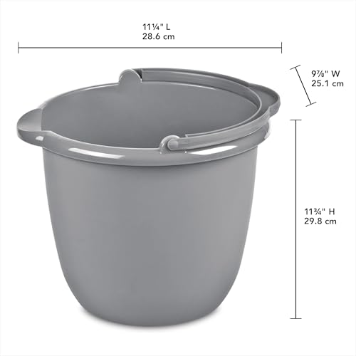 (1 Pack) 10 Qt Round Utility Bucket, Comfort Handle, Plastic.10 Qt Spout Pail Classic Titanium