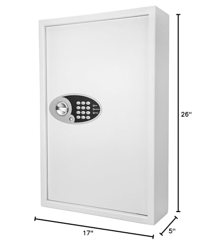 Steel 144 Key Cabinet with Electronic Keypad Lock Box, White
