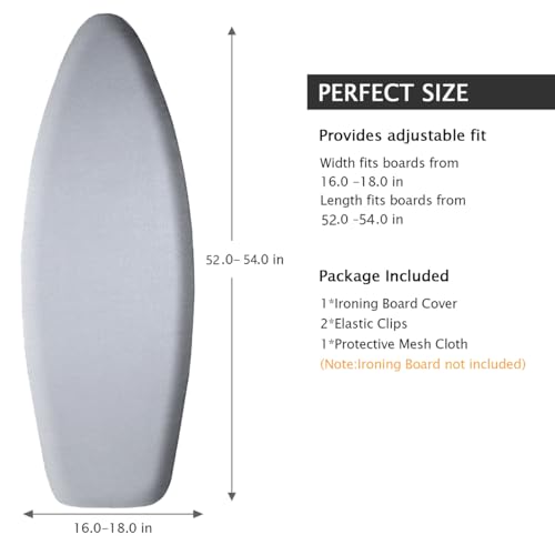 SheeChung Ironing Board Cover and Pad 18"x54",Scorch and Stain Resistant - color: Gray, size: 54"L x 18"W