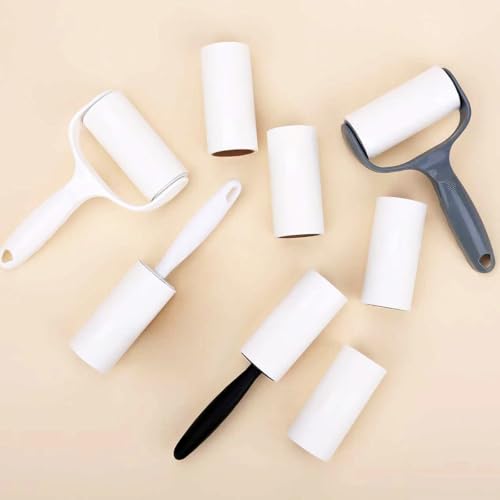 Lint Roller for Pet Hair Extra Sticky Lint Removal Roller with 3 Refills, Reusable Handle with 4 Sticky Rolls Total 240 Sheets (White Stick) - color: White Stick