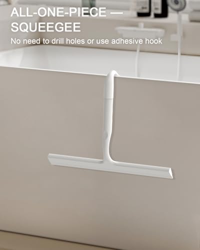 Shower Squeegee for Glass Doors, 10 Inch Silicone Shower Squeegee with Hook - size: 10 Inch