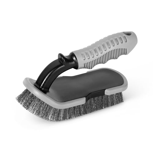 DecorRack 2 Heavy-Duty Cleaning Brushes, Ergonomic Handle, Gray - color: Gray