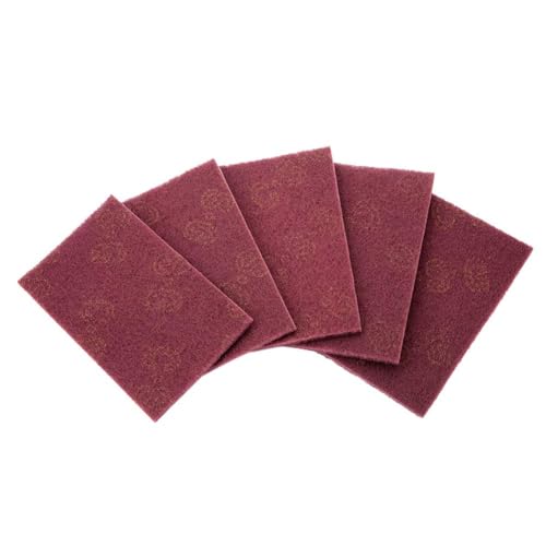 Heavy Duty Scouring Pads, Durable Professional 5pcs Set, Industrial Sponge Scourers, Abrasive Red Cleaning Pads for Home Kitchens, Restaurants, BBQ Enthusiasts, Oven Grates, Cookwa - color: Red