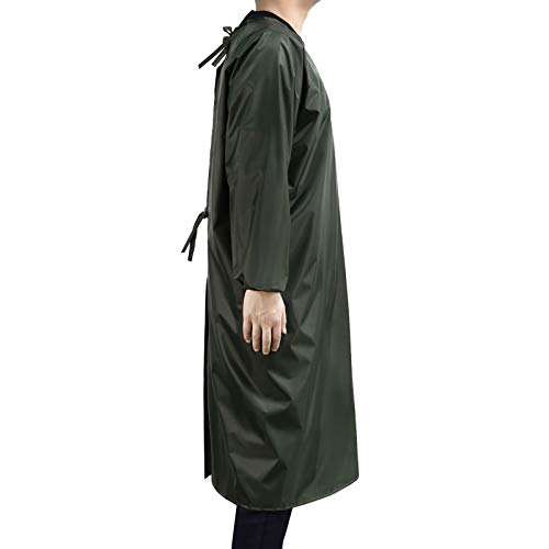 Surblue Waterproof Apron Long Sleeves,Smock Overalls for Lab Work,Cleaning,Work Shop,Dishwashing,Dog Grooming,Adults(Army Green) - color: Z-armygreen