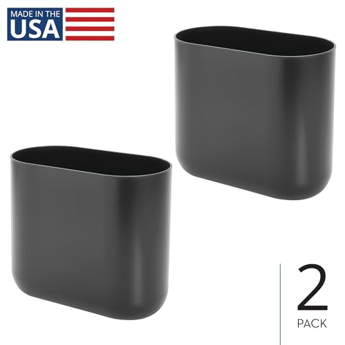iDesign Small Slim Plastic Bathroom Trash Can, 2-Pack, Gray - color: Charcoal, style: Pack of 2