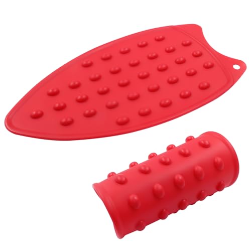 Silicone Iron Rest Pads Mat, Red, 2 Pcs - color: Red
