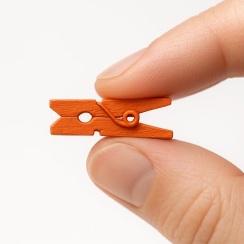 LWR CRAFTS Wooden Mini Clothespins 100 Per Pack 1" 2.5cm (Orange) - color: Orange