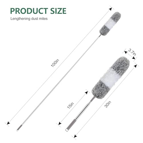SetSail Extra-Long Dusters with Extension Pole 100-inch for Cleaning - color: White-grey, size: Duster