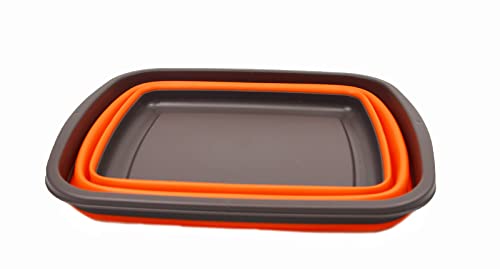 SAMMART 10L (2.6 Gallons) Collapsible Tub - Foldable Dish Tub - Portable Washing Basin - Space Saving Plastic Washtub (Brown/Orange, 1) - color: Brown/Orange