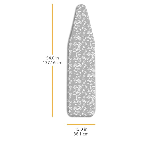 Whitmor Deluxe Ironing Board Cover and Pad, 100% Cotton Iron Board Replacement Cover with Heat-Resistant Surface, Fit for 54" L x 15" W Ironing Boards, (Ironing board not included) - Grey Swirl - color: Gray Swirl