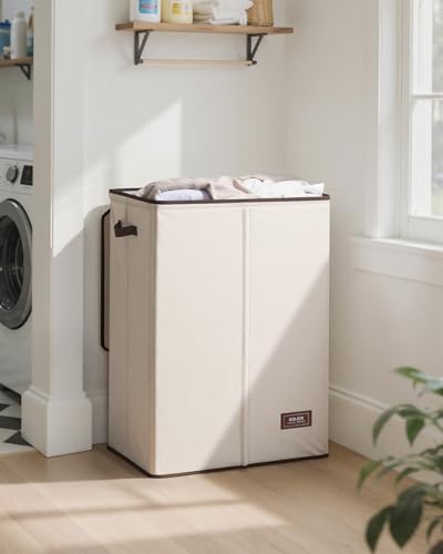 SOLEDI 130L Laundry Hamper with Lid, Large Collapsible Laundry Basket - color: Beige, size: 130L