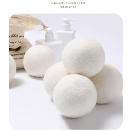 Laundry Wool Dryer Balls, 6 Pack Natural Fabric Softener, Reusable Laundry Balls for Dryer, Reduces Clothing Wrinkles and Saves Drying Time for Washing Machine Accessories