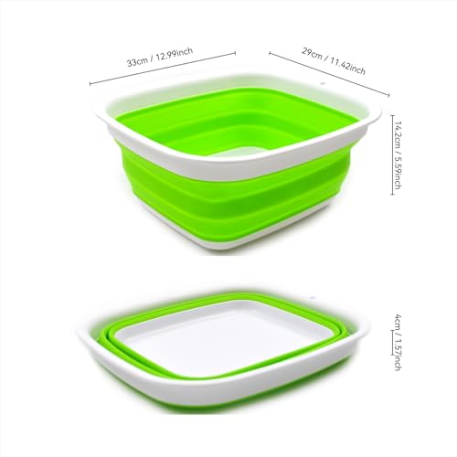 SAMMART 7.7L (2 Gallon) Collapsible Tub - Foldable Dishpan, Kitchen Sink for Camping - Indoor Outdoor Portable Washing Basin - Space Saving Plastic Washtub (Green, S) - color: Green, size: Small