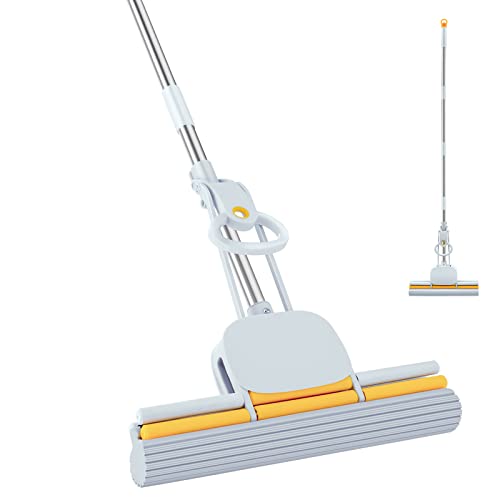 PVA Sponge Mops 60" Long Handle 15" Head with 2 Pads Sponge Mops for Floor Cleaning Squeeze with Wringer - size: 15" PVA Mop - with 2 Pads