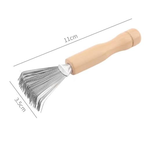 2Pcs Hair Brush Cleaner Tool,Wooden Handle Wire Lint Remover for Hair Brushes,Portable Hair Remover Brush for Cleaning Hair,Dust & Lint from Brushes,Combs & Upholstery