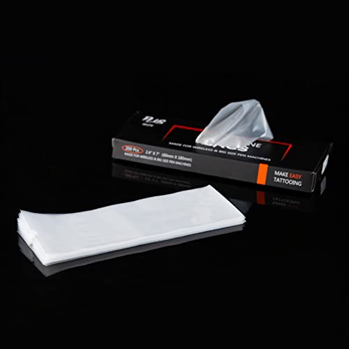 EZ Tattoo Machine Covers - 200pcs (2.4 inch X 7 inch) Disposable Tattoo Pen Machine Bags Transparent White Cartridge Machine Sleeves for Wireless Battery Tattoo Pen Machine Plus - color: Clear (2.4inch X 7inch)