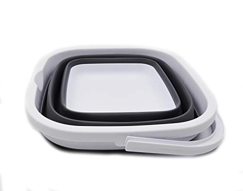 SAMMART 11L (2.9 Gallon) Collapsible Rectangular Handy Bucket (1, White/Grey) - color: White/Grey