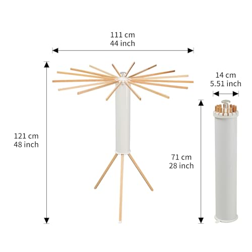 RFOUO Foldable Clothes Drying Rack Tripod with Wooden 16 Rods - color: Wooden
